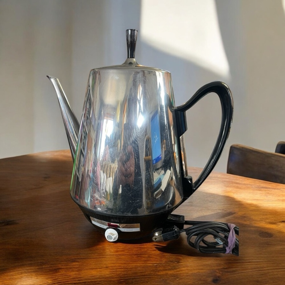 Vintage Chrome Sunbeam Fully Automatic Electric Coffee Percolator Model AP76